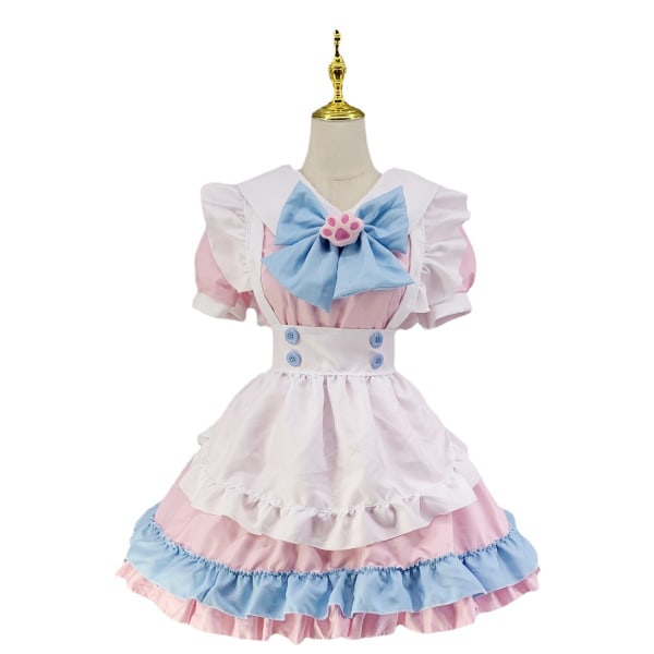 Anime Söt Maid Outfit för flickor Kvinnor Spetsförkläde Cat Paw L