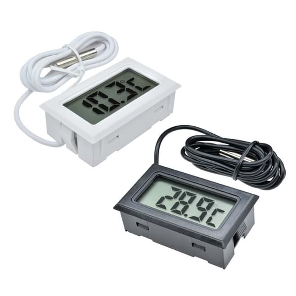 (6 stk. Sort) Mini Digital LCD Termometer Temperatur med Temper