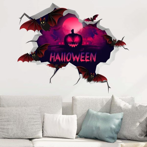 3D Halloween Gresskar Flaggermus Fjernet Veggklistremerker
