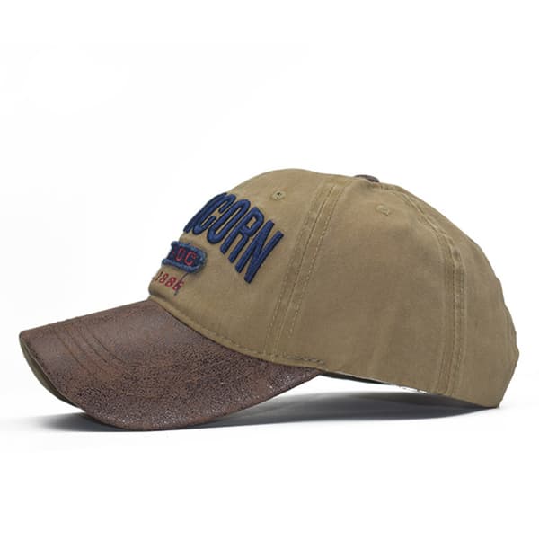 Uusi PU-patchwork vanha puuvillapesu baseball-lippis kirjain 3D th
