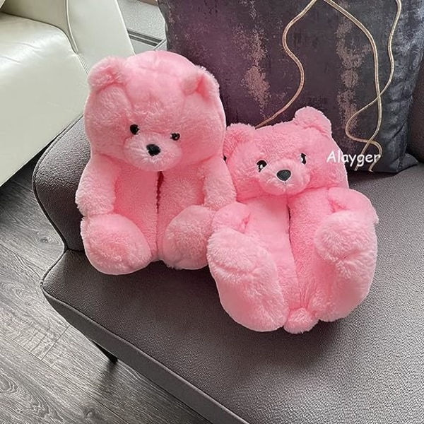 Kvinners Teddy Bear Tøfler Hjem Innendørs Myk Sklisikker Søt Vinter