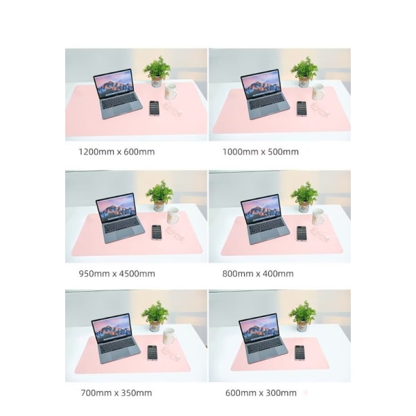 PU-läder skrivbordsmatta, utökad musmatta, vattentät skrivbordsunderlägg, ultratunn stor laptop tangentbordsmatta (Rosa+Silver), dubbelsidig 90*45cm