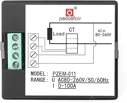 Mini LCD Digital Ström- och Spänningsmätare AC 80-260V 100A Volta