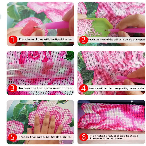 Aikuisten timanttimaalaussetti, DIY 5D täysi pyöreä maljakko timanttikukka