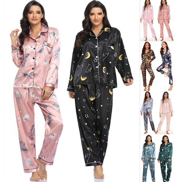 Komfortable vinter todelte elastiske satin pyjamas ( M)