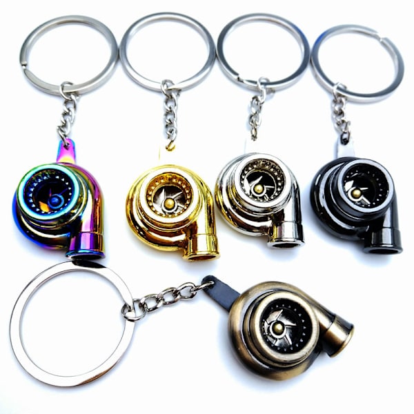 5PCS bil nøglering, LED turbo nøglering, roterende model turbo nøglec