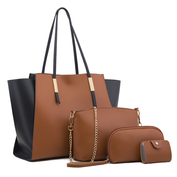 Handväska, handväska för kvinnor, set med 4 delar - Brun