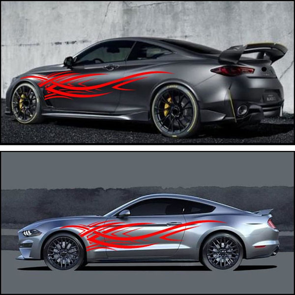 2 stk 94,4'' Universal Flame Graphics Bildekor til Bil Red