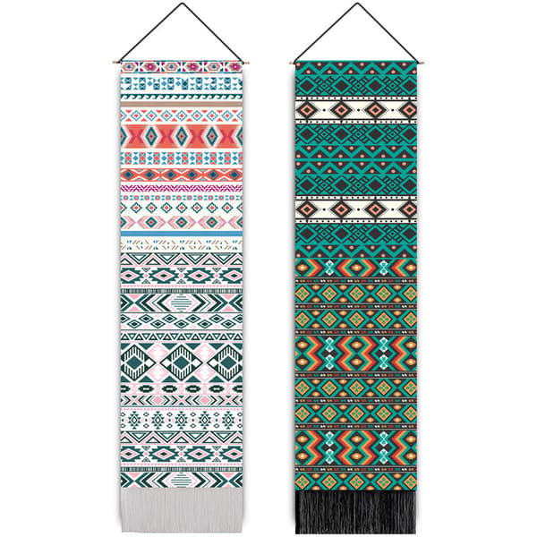 Bohemian Tapestry Long Fabric Wall Hanging Vertical Moon and Sun