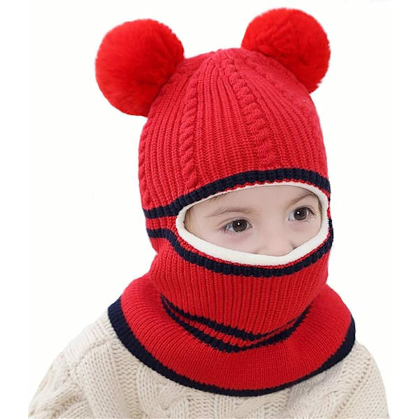 Baby Flicka Pojkar Vinter Varma Halsduk Sjal Mössa Stickad Söt Ansiktsmask