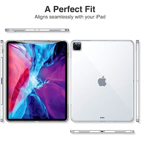 Beskyttende etui til iPad Pro 12.9 2020/2018, TPU-bagside, tynd