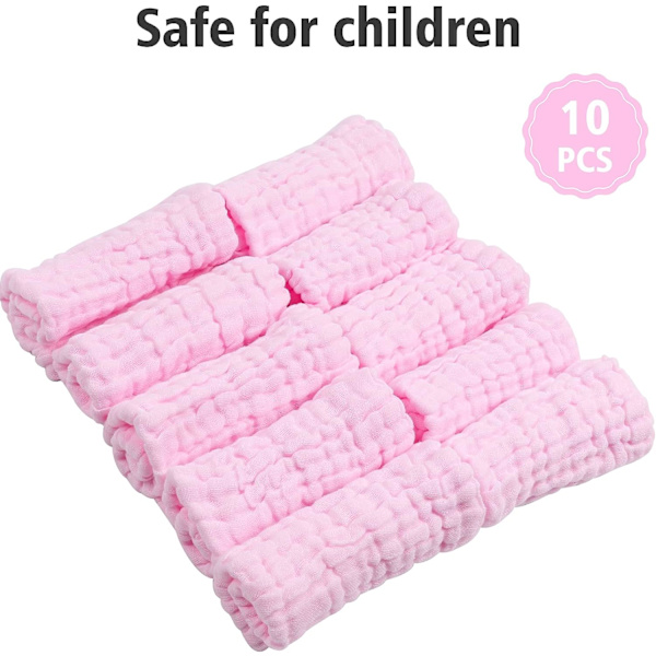 ABirdon 10-pack muslinhanddukar för baby, 100 % ekologisk bomull, återanvändbara