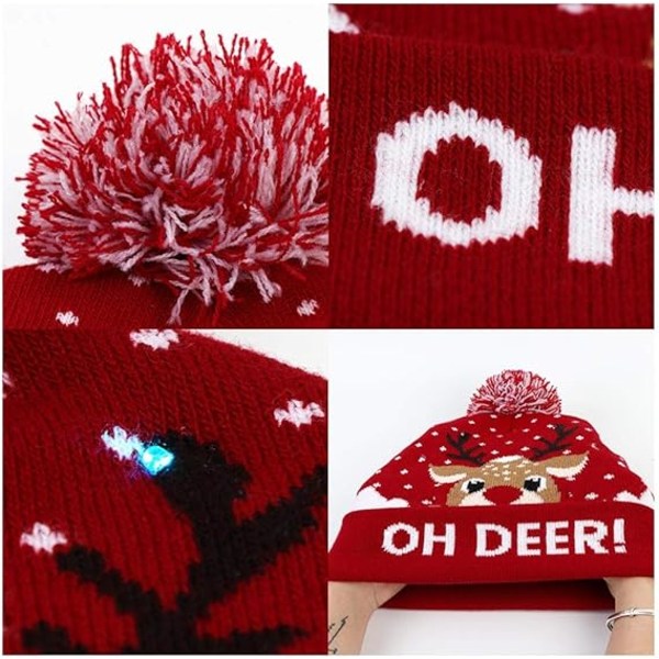 Vår LED Varm Julelue, Lysende Julelue, Unisex Strikket