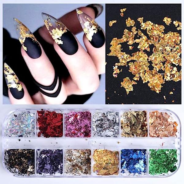 Professionell nageldekoration 12 rutnät nagelpaljetter