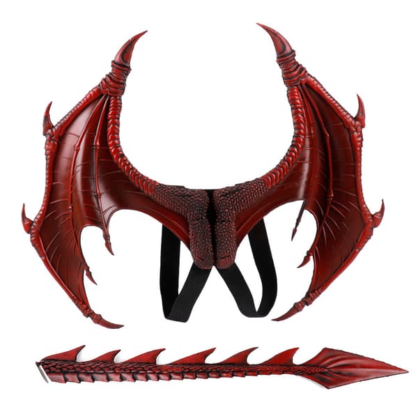 Drakvingar kostym för barn, dinosauriesvans mask set, cosplay c