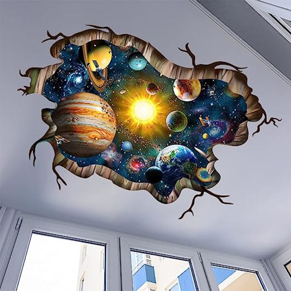 3D Shattered Blue Cosmic Galaxy Wall Decals