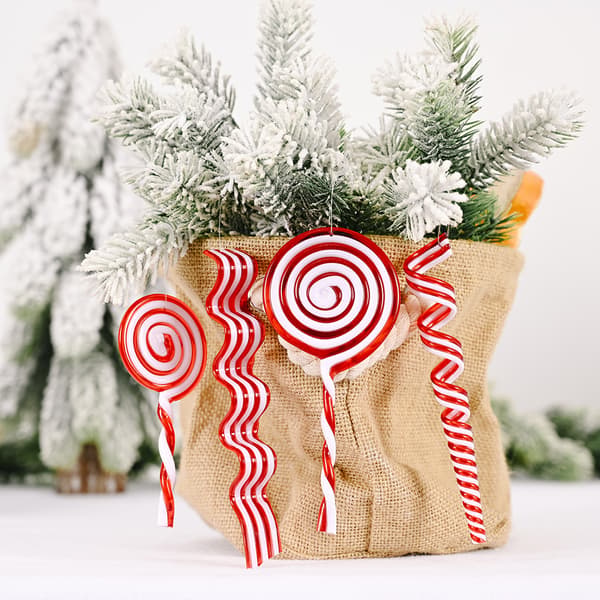 4 stk. Candy Accessories Trestokk Lollipop Julepynt