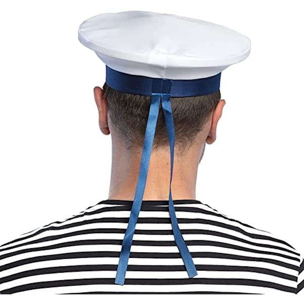 2 stk. sømandshat til voksne, hvid, one size