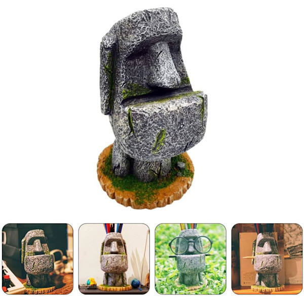 Harpiks skrivebord penn blyant koppholder Påskeøya hode statue Stati