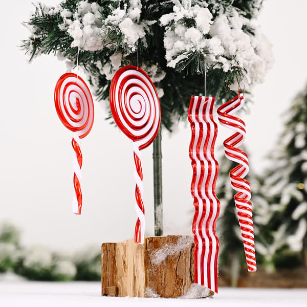 4 stk. Candy Accessories Trestokk Lollipop Julepynt