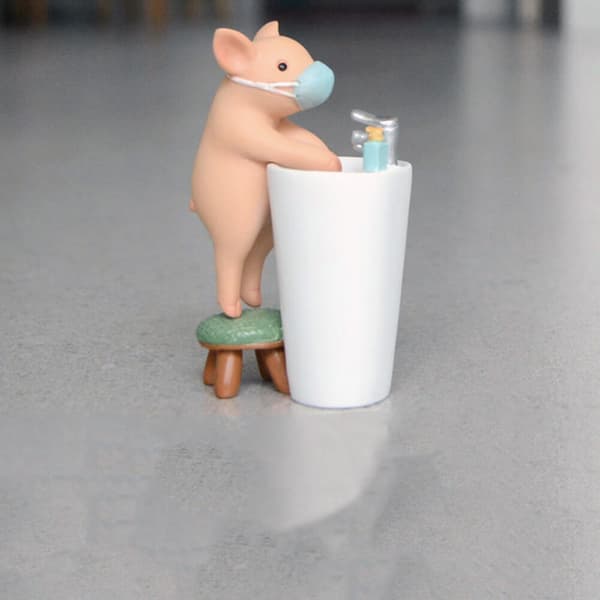 Miniature Fe Toilet Figur - Vask Gris Hånd Figur