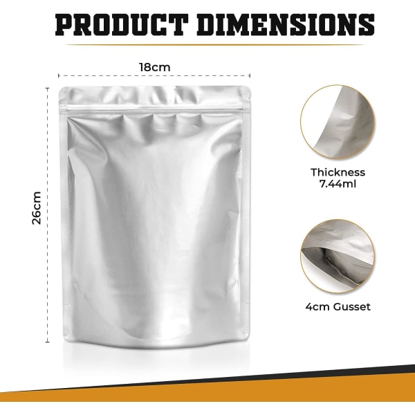 55 7x10 tommers Mylar-poser for matlagring, Mylar vakuumposer Myla