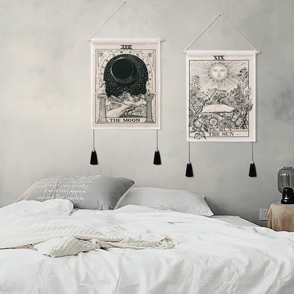Halloween Tarot Gobelin med Sol Måne Stjerne Kvast