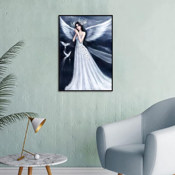 DIY 5D Diamantmålning Vit Fe Kostym Vuxen Diamantmålning