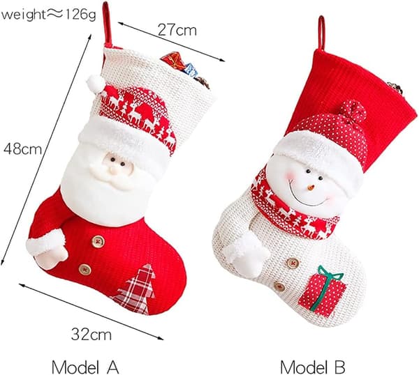 Stora julstrumpor tomten snögubbe ren set väskor jul