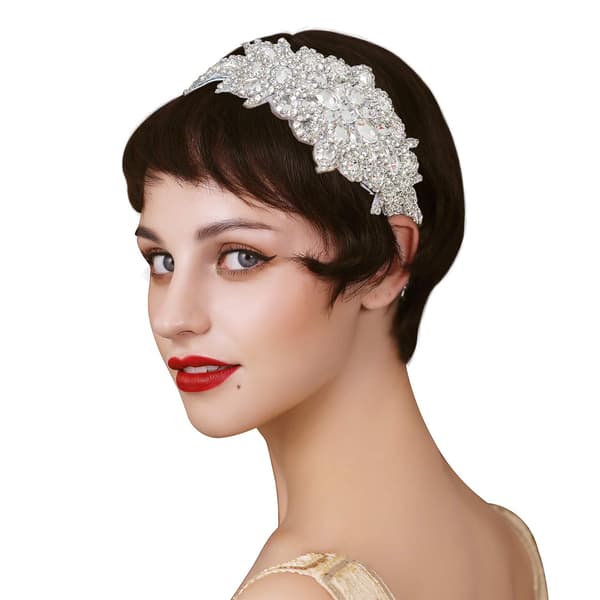 Rhinestone flapper pannebånd - 1920-talls elastisk pannebånd