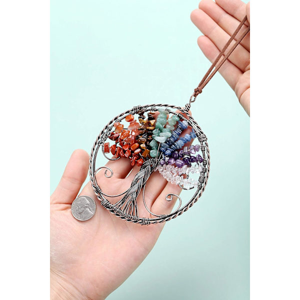 7 Chakra Reiki Healing Crystal Tree of Life Ornament Line Quartz