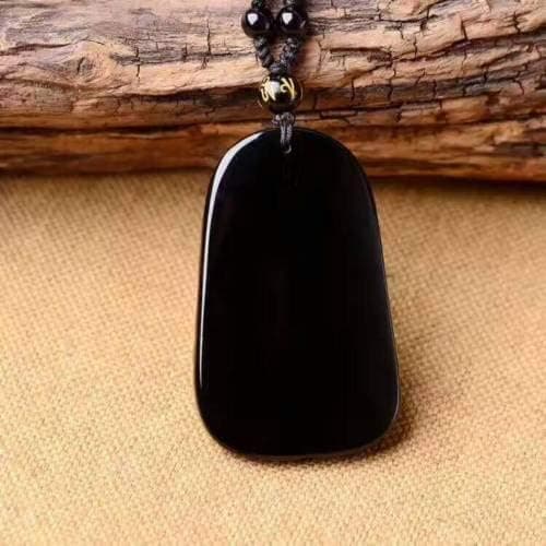 Obsidian Krystal Amulet Vedhæng Halskæde med Perlekæde til Kvinder