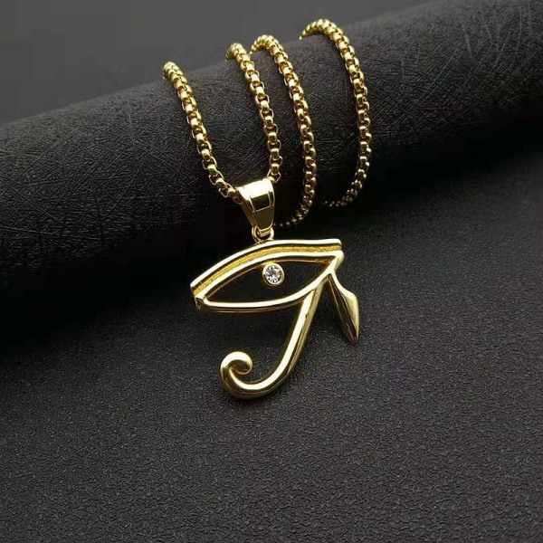 CZ Eye of Horus Egypt Protection Pendant på rustfritt stål halskjede