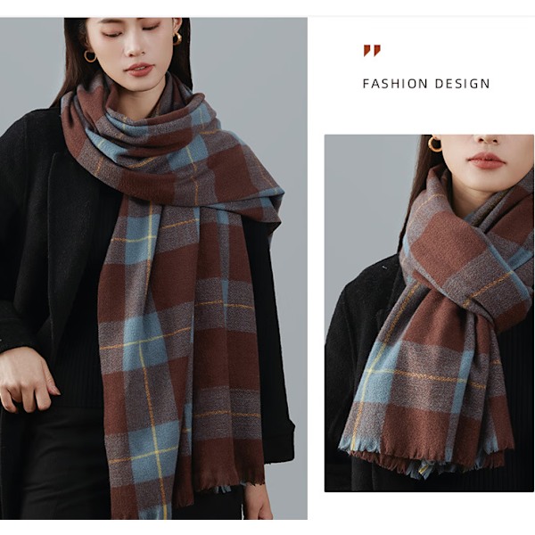 Hong Kong Retro Plaid Tørklæde Engelsk Stil Cashmere Tørklæde til Kvinder
