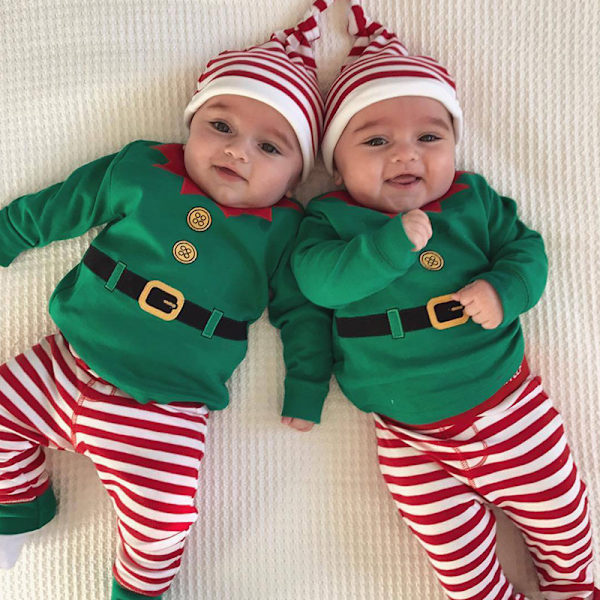 3-delad jultomte-outfit för babypojkar och -flickor, långärmad sparkdräkt med