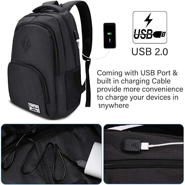 Yksinkertainen ja kevyt reppu USB-portin latausdatakaapelilla
