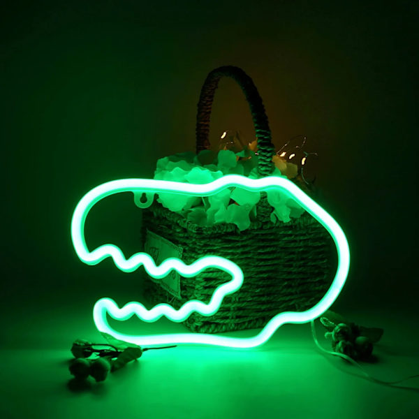 Dinosaur Neon Skylt Nattlampa, USB och Batteridriven Lysande