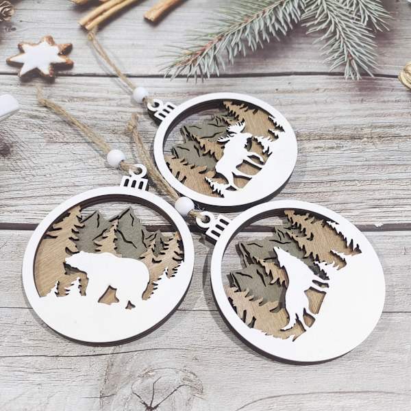 3PCS Julepynt i Tre - Julepynt i Tre Sett