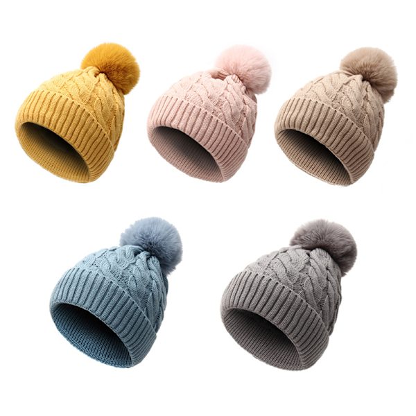 Vinter Beanie Huer til Kvinder Termisk Vinterhue med Faux Pels Po
