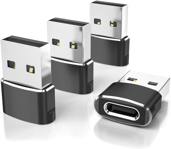4-pack USB C-hona till USB A-hane-adapter, typ C-laddningsanslutning