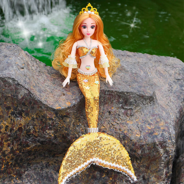 Golden Lejiafen Tongle Mermaid Princess Dolls Barn Flickor Leksaker Wa