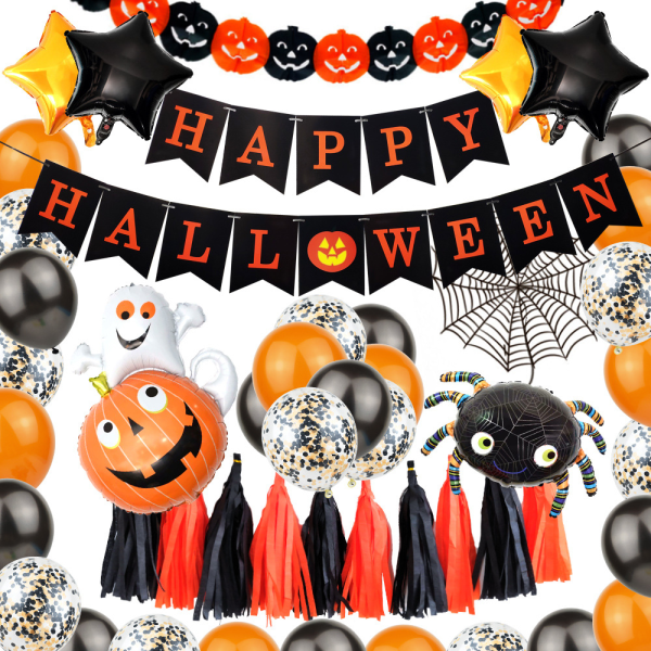 Halloween-festartikler Oransje festartikler Oransje tallerkener Bla