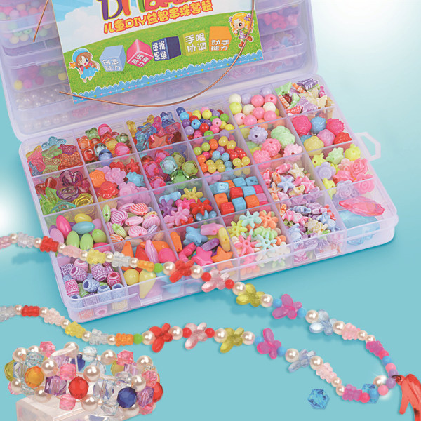 24 rutnät barn pärlstav färg box leksak DIY handgjorda flickor halsband