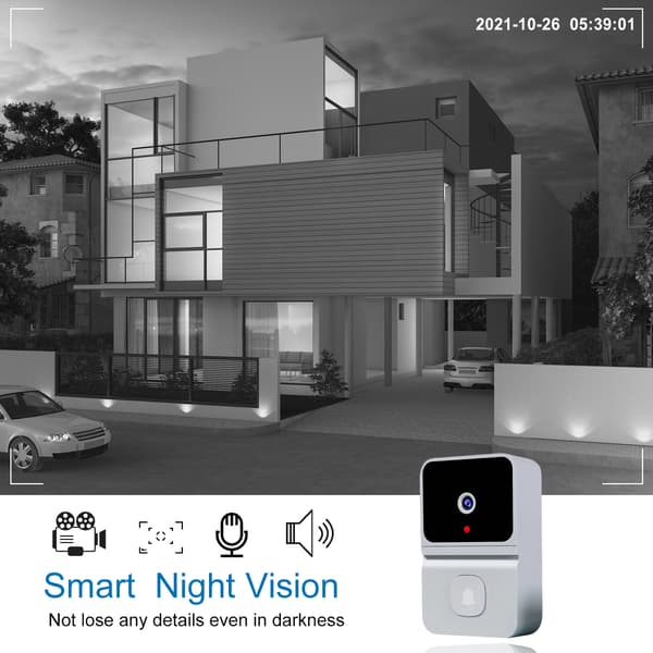 Intelligent trådlös Wifi hemvisuell dörrklocka White