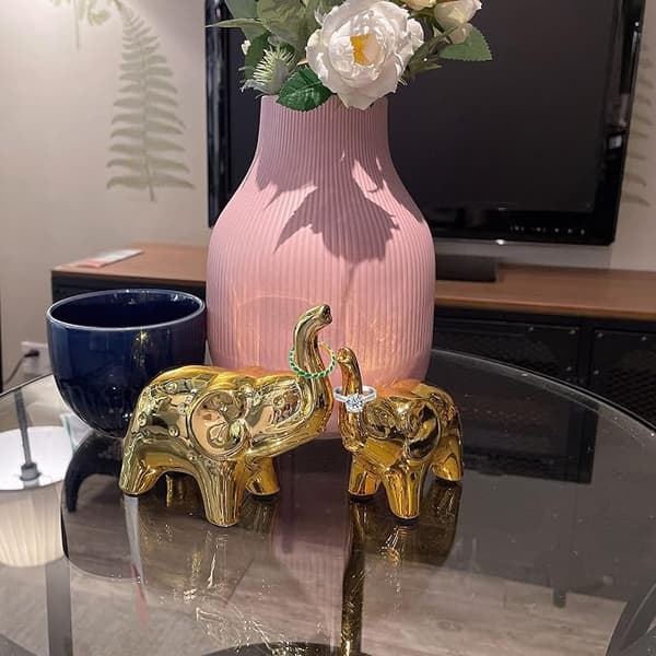 Guld Elefant Statyett Figuriner Heminredning Modern Vardagsrum Orn