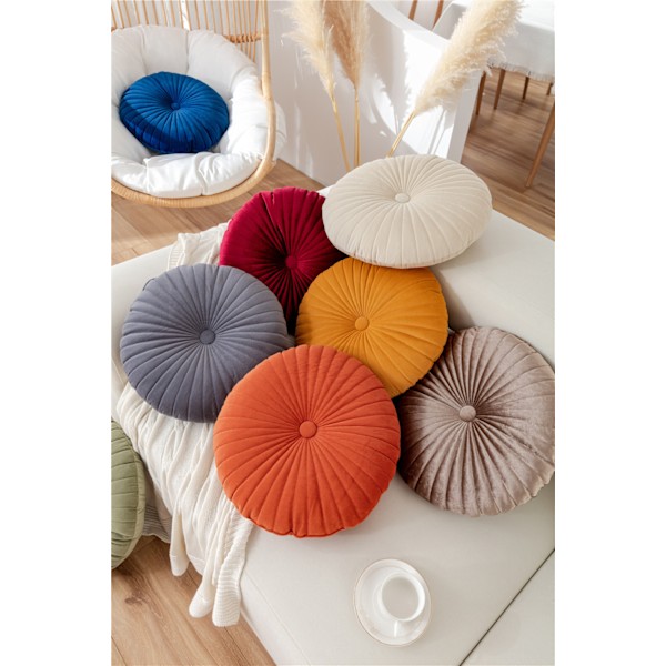 Sofa rund pute Fløyelsbekledning pute 40cm - Kaffe