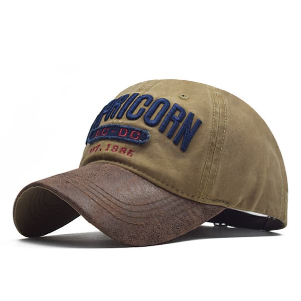 Ny PU patchwork gør gammel bomuldsvask baseball cap brev 3D th