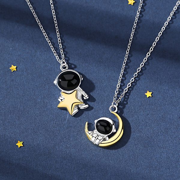 925 hopea kaulakoru Pariskunnan yhteensopivat kaulakorut Astronautti riipukset