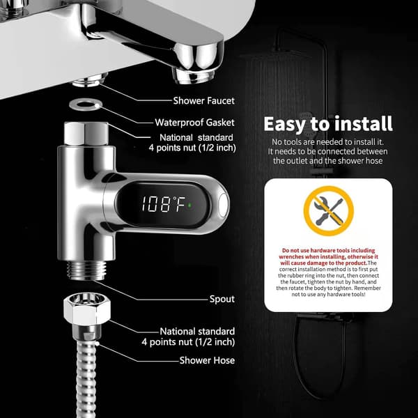 Direktläst duschtermometer | Kran duschset | LED-display