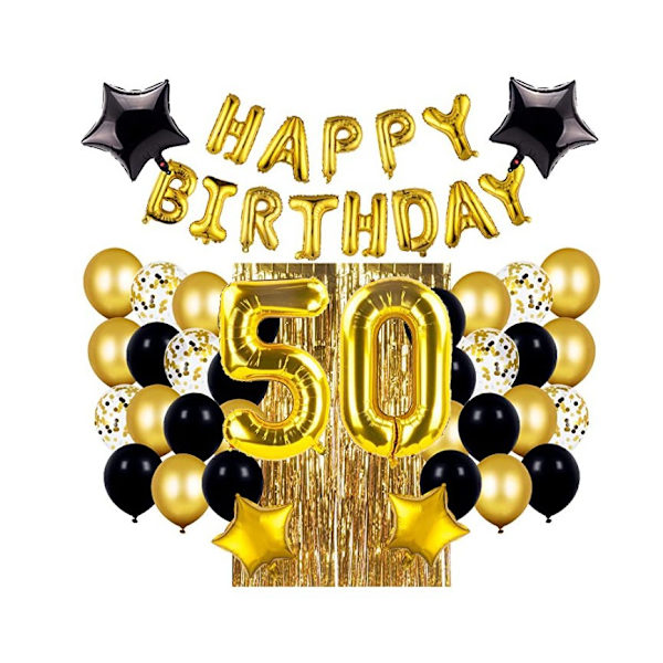 50-års födelsedagsdekorationer för män och kvinnor, vit guld 50-års födelsedag